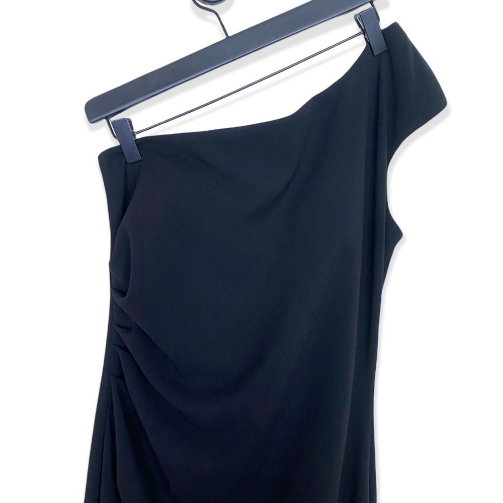 BHLDN Gerri One Shoulder Crepe Dress, sz 8, Black, EUC, Lined, Long Flared Gown - Picture 6 of 12